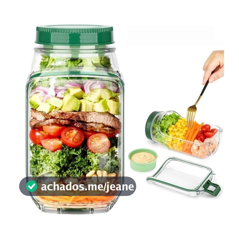 Copo Pote de Salada Portátil com Compartimento de Molho Marmita Saudável para Almoço