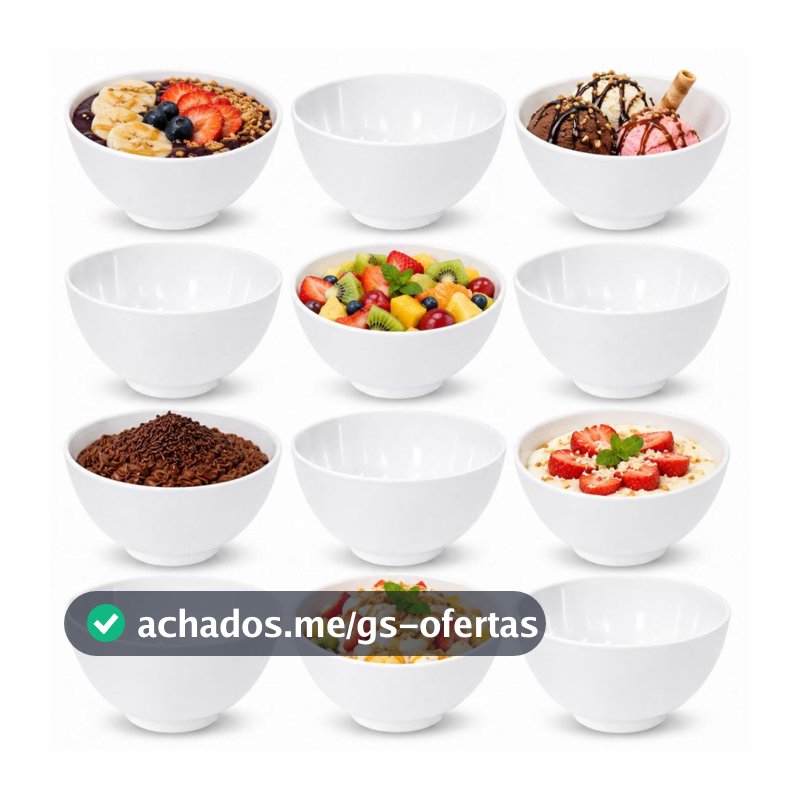 Kit 12 Tigelas Redonda 400ml Cumbuca de Melamina Para Sobremesa E Açaí Jogo De Potes Sopeira