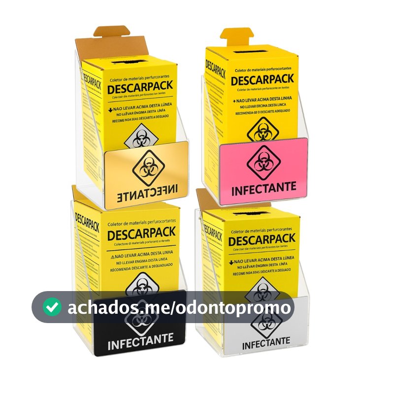 Suporte Caixa Coletora Descarpack 3litros Parede Mesa Balcão Resíduos Infectantes Descarte Biológico