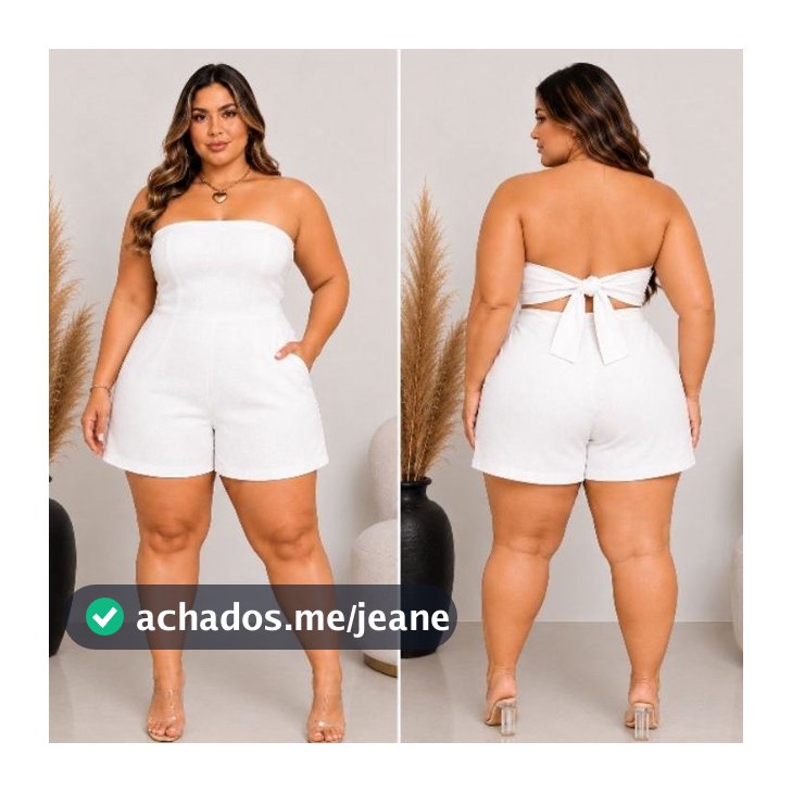 Macaquinho Plus Size Soltinho Modelo o Corpo Elegante Curto Decote Tomara que caia Plus Size