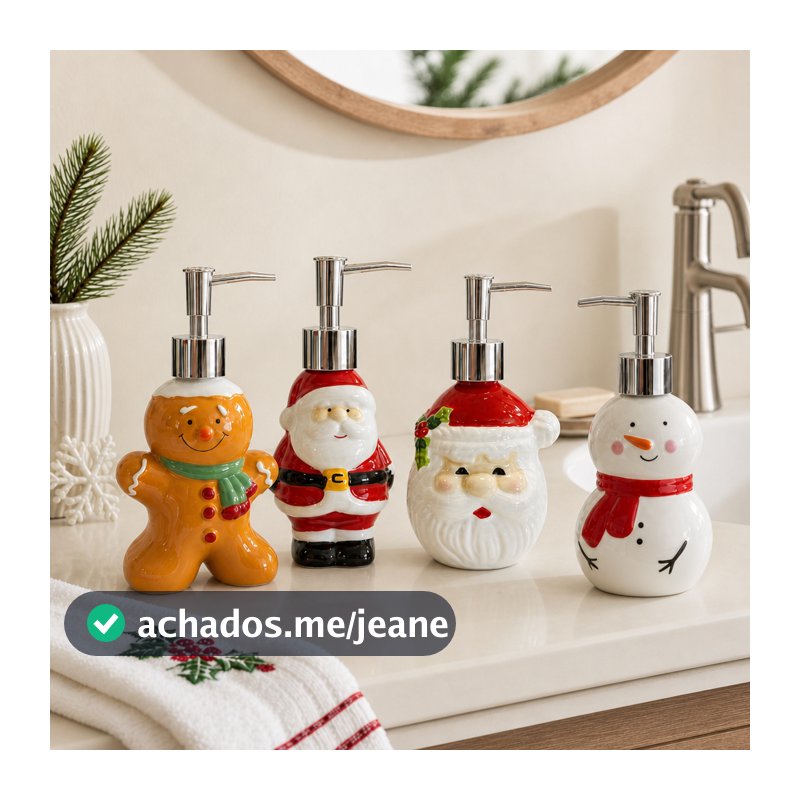 Porta Sabonete Líquido de Natal de Porcelana - Rizzo | Em 4 modelos