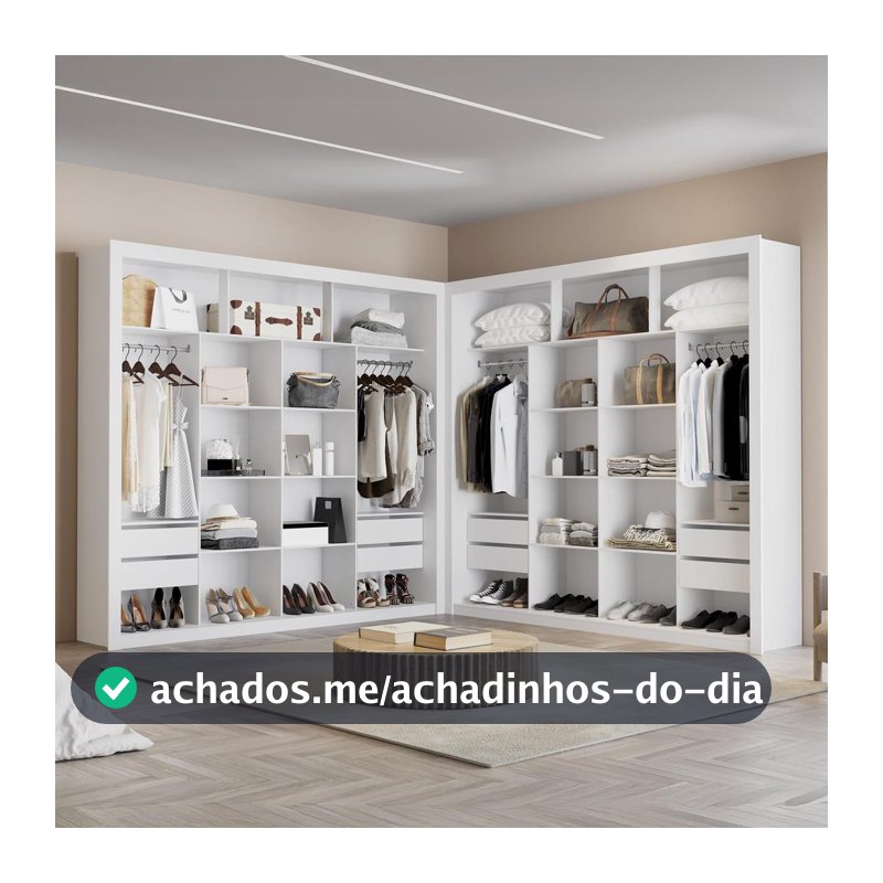 Closet Duplo NT6060 100% MDF Branco Amoudi Móveis