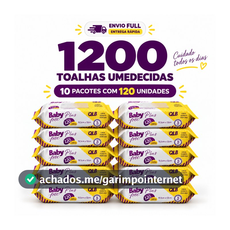 Caixa Lenços/Toalhas Umedecidas Baby Free Plus c/ 120 Unidades Cada – Sem Tampa FlipTop