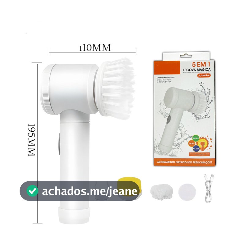 Escova Eletrica de Limpeza 5 em 1 Sem Fio Limpador Multiuso Pratico Para Cozinha , Banheiro prático