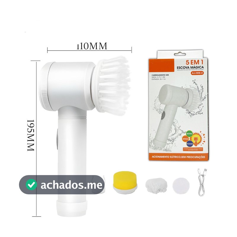 Escova Eletrica de Limpeza 5 em 1 Sem Fio Limpador Multiuso Pratico Para Cozinha , Banheiro prático