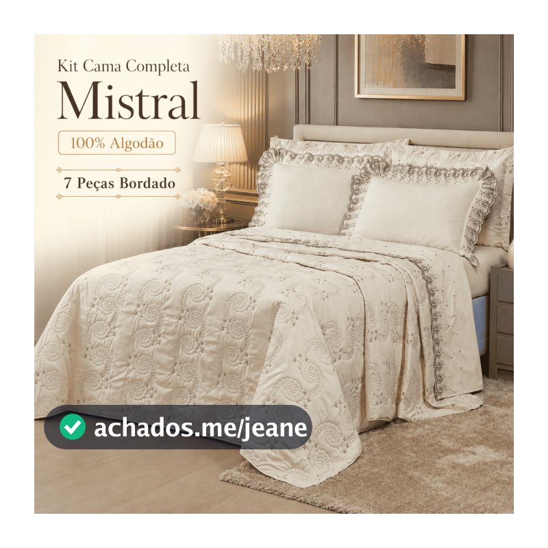 Kit Colcha Cobre leito Jogo de Lençol Mistral Casal Super king Cama Completa 100% algodão Luxo 7 Peças
