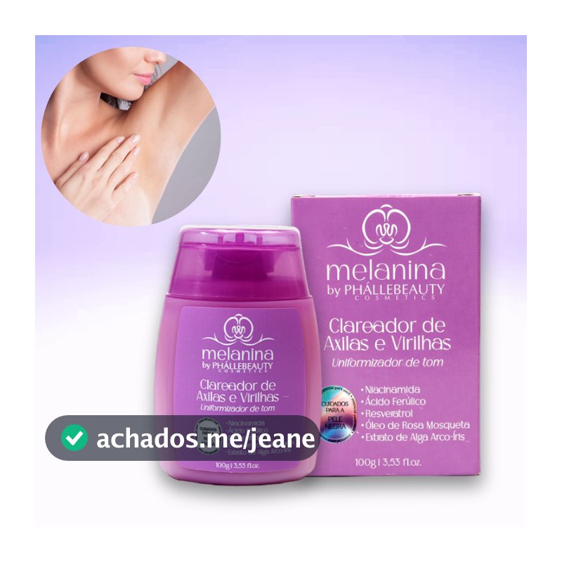 Clareador de axilas e virilhas Phallebeauty, uniformiza, ilumina, hidrata e preveni escurecimento
