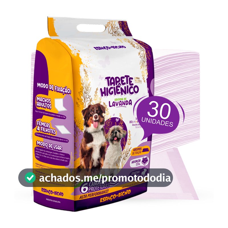 Tapete Higiênico Ultra Espaço De Bicho 30unid. 80x60cm Aroma Lavanda