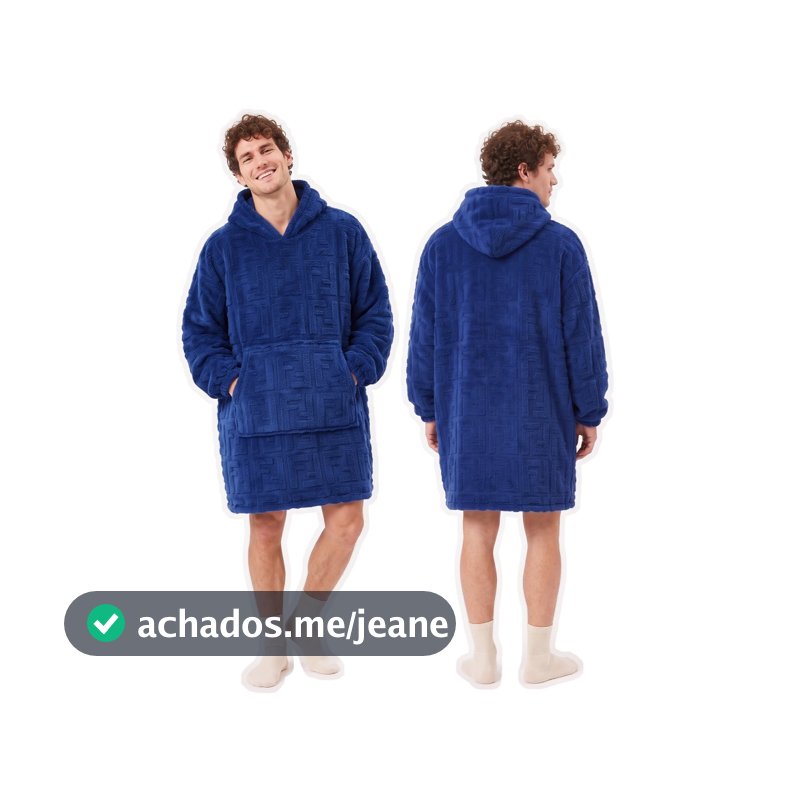 Moletom Gigante Cobertor com Capuz e Bolso Texturizado - Roupão Oversized Unissex de Inverno