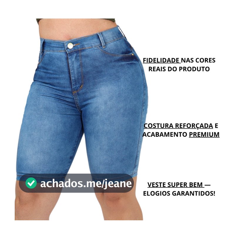 Bermudas Jeans Feminina Ciclista Cintura Alta Com Lycra Roupas Femininas