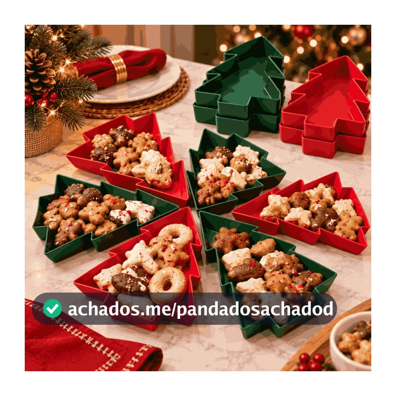 Kit 6 Tigelas Árvore de Natal 6 Peças Empilháveis Para Doces Petiscos Mesa Posta Ceia e Decoração Natalina