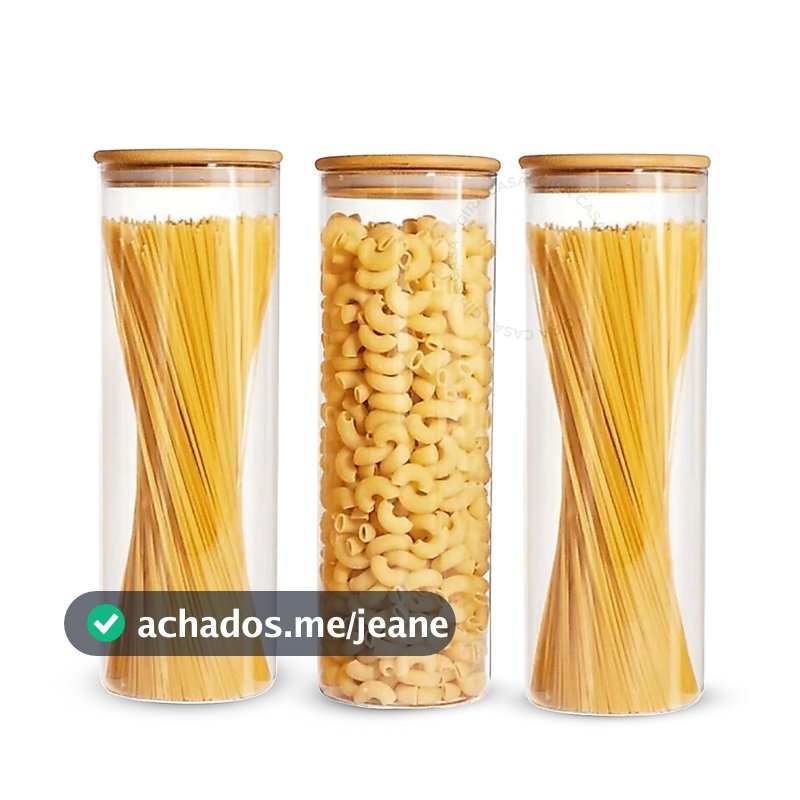 Potes de vidro 2L tampa de bambu hermético madeira borossilicato porta alimentos macarrão