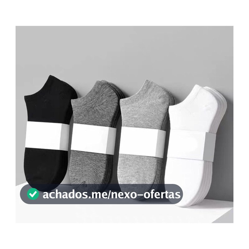 Kit 12 Pares De Meias  Feminina Soquetes Preta/Branca/Cinza