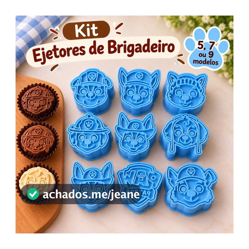 Kit Ejetores de Brigadeiro Patrulha Canina para Doces e Festas Cachorro Filhote