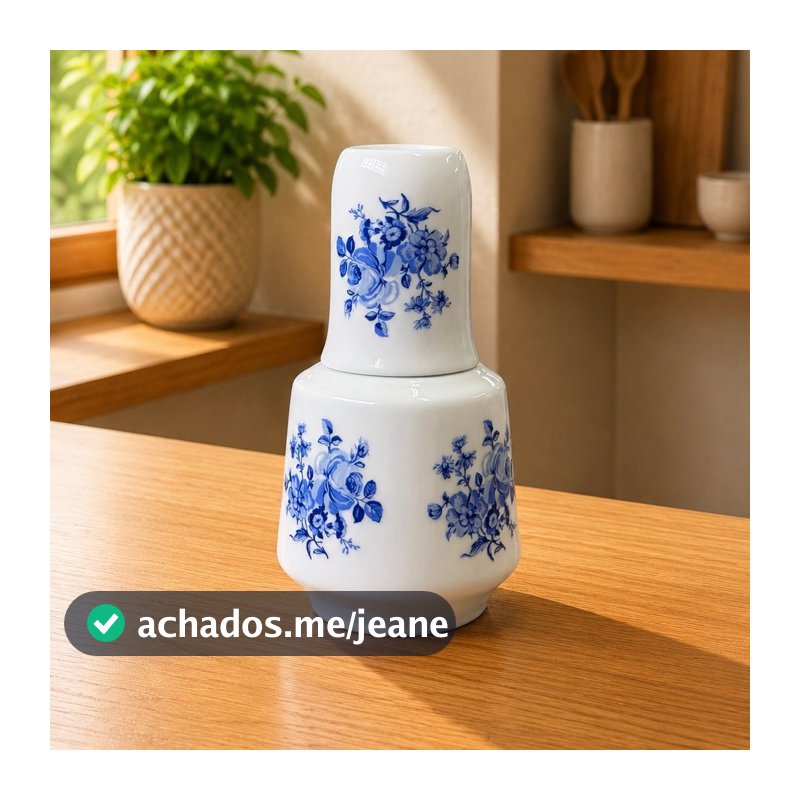 MORINGA DE PORCELANA COM COPO 850ml (para água ou suco)