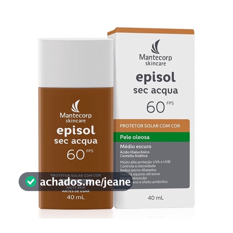 Protetor Solar Facial Episol Sec Acqua Com Cor FPS 60
