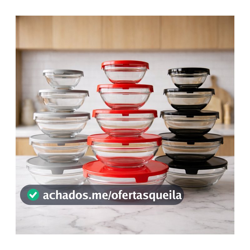 Conjunto de 5 Potes de Vidro Redondos – Ideal para Alimentos e Refeições
