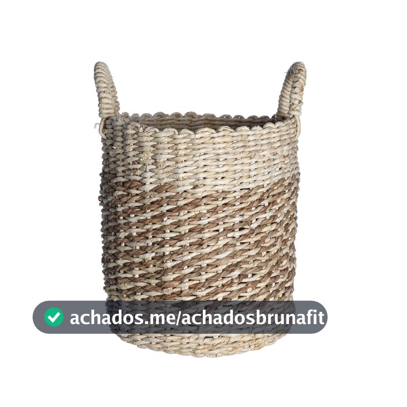 cesto organizador de palha seagrass 40cm com alças duo multiuso - Oikos