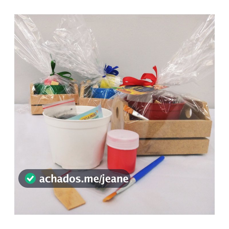 Kit Lembrancinha Caixote mdf com Tinta e Pincel