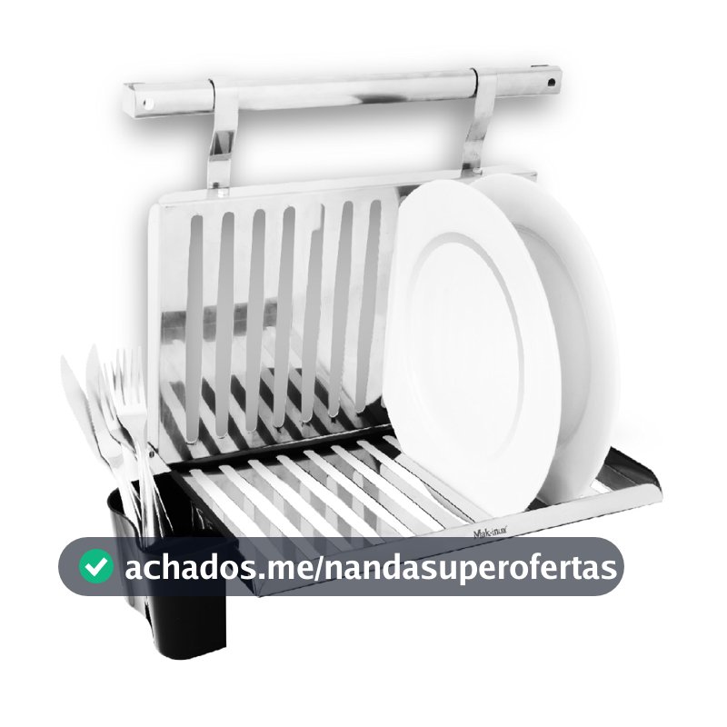 Escorredor De Louca Aço Inox Parede Dobrável 12 Pratos Porta Talher Barra 40 cm Suporte Pratos