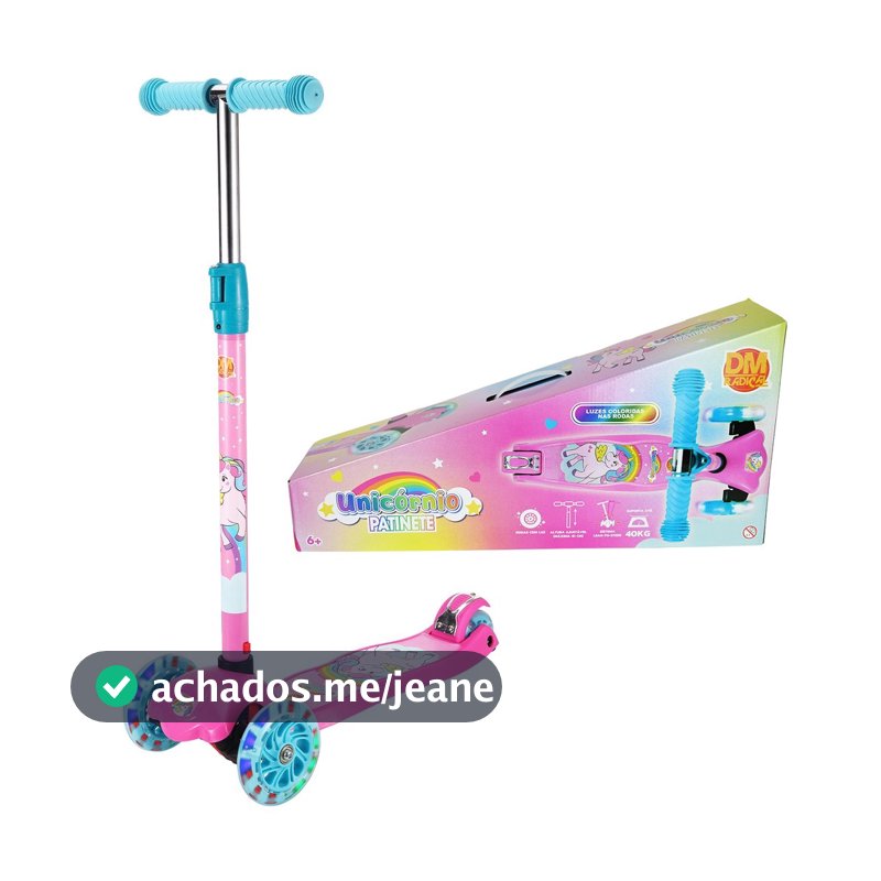 Brinquedo Patinete Infantil Com 3 Rodas Com Led Unicórnio Rosa Inclinável Até 40 Kg

 Dm Toys