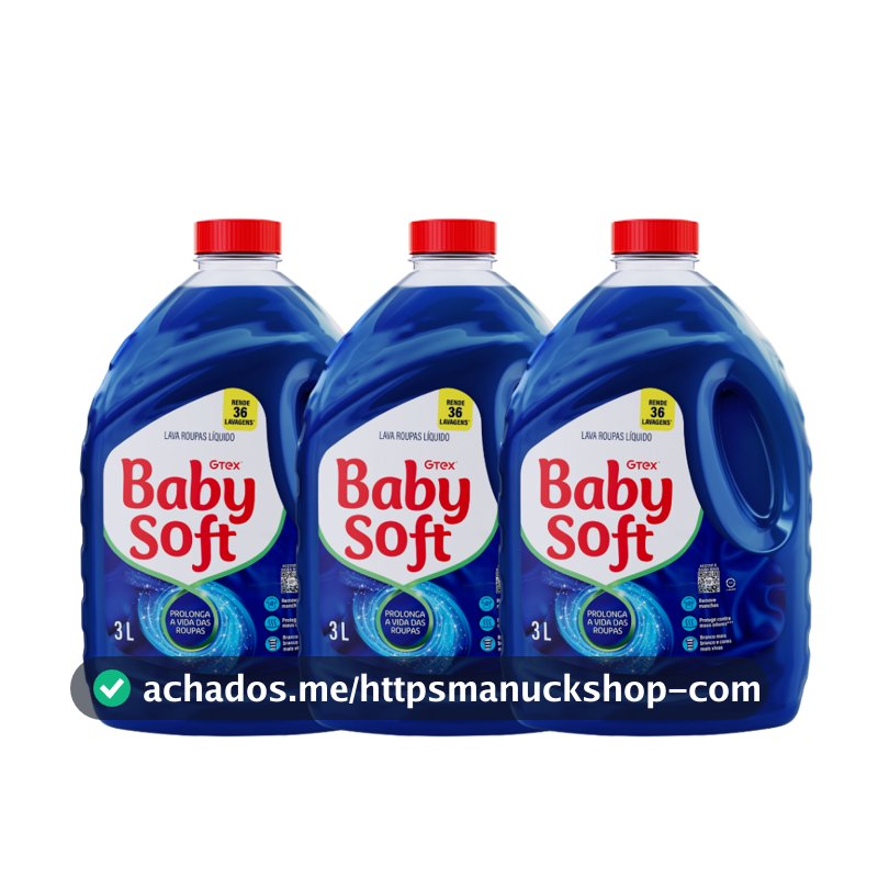 Kit 3 Lava Roupas Liquido Baby Soft Max Performance Azul - 3L