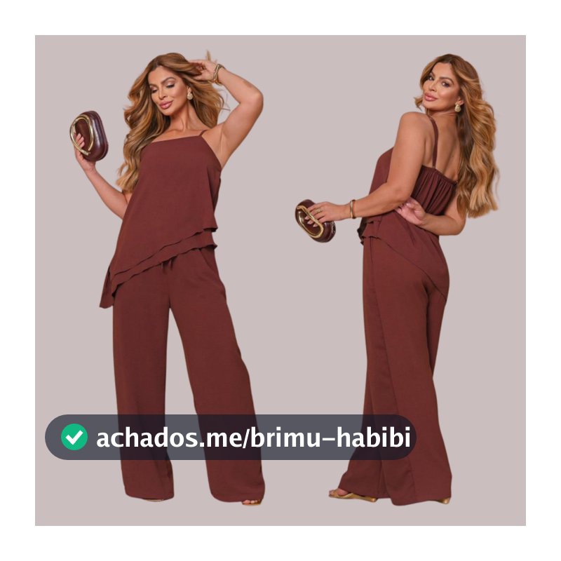 Conjunto Calça Pantalona Blusa Assimetrica Alcinha Crepe M G GG Elegante Regulagem Chique Festa Trabalho Reunião