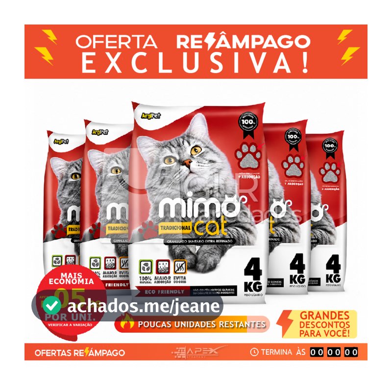 20kg areia sanitaria higienica mimocat super premium argila ecologica absorvente para gatos