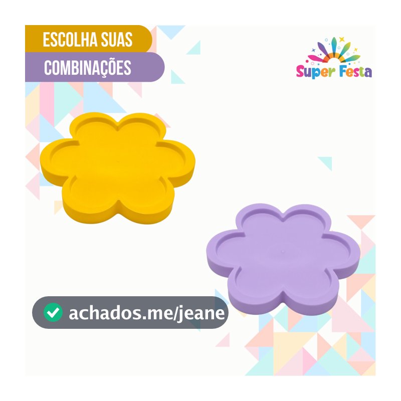 Kit 2 unidades Bandeja Decorativa Flor 25cm - Várias Cores Sortidas