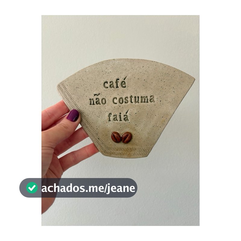 Plaquinha decorativa em cerâmica fria para parede filtro de café