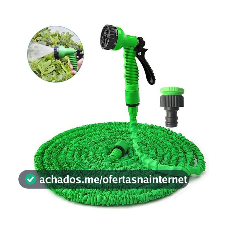 Mangueira Mágica Extensível 30m ou15m com Gatilho 7 Jatos Engate Rápido Compacta Leve e Resistente