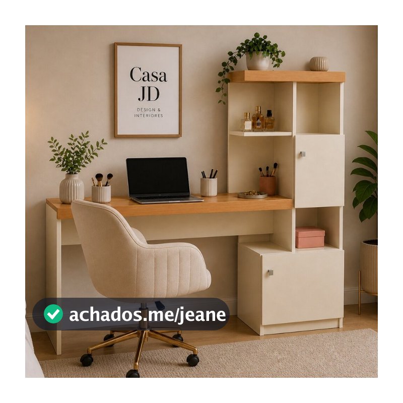 Escrivaninha Star Multifuncional com Estante e Armários Home Office Escritório Organizador p/ Trabalho e Estudo - Cores
