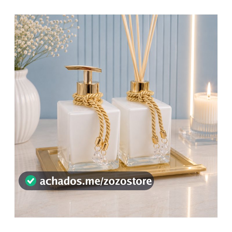 Kit lavabo branco e ouro - DECORAÇÃO CASA