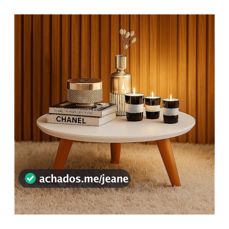 Mesa De Centro Decorativa Redonda Com Pés PVC Caramelo Retro Decoração Sala Moderna