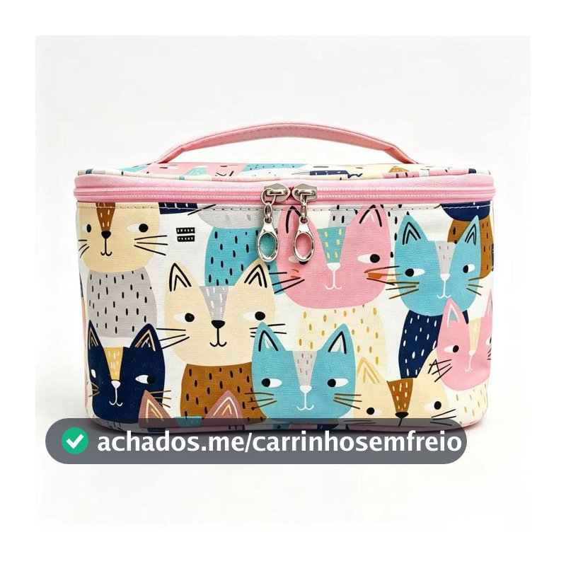Necessaire Grande Capacidade com Alça Bolsa de Maquiagem Estampada para Viagem e Dia a Dia