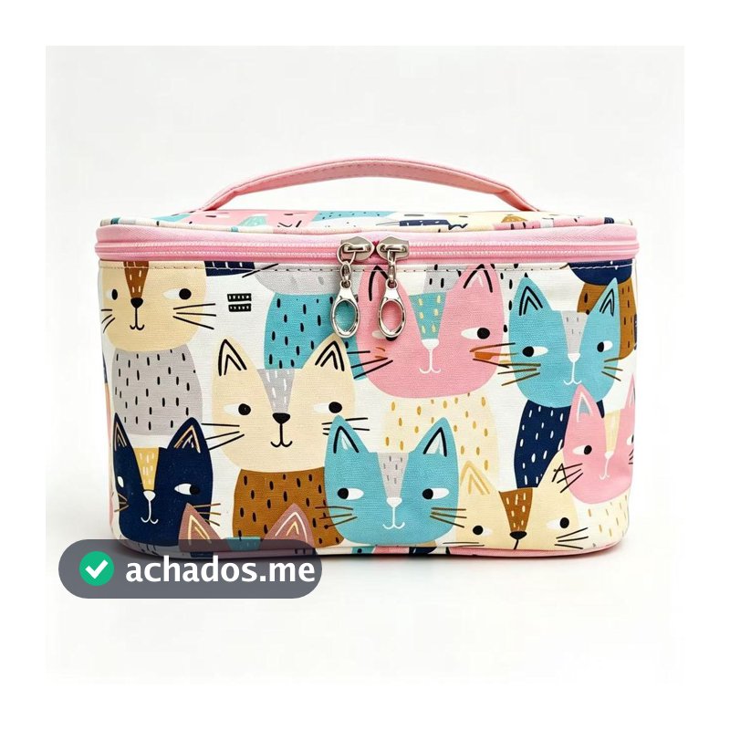 Necessaire Grande Capacidade com Alça Bolsa de Maquiagem Estampada para Viagem e Dia a Dia