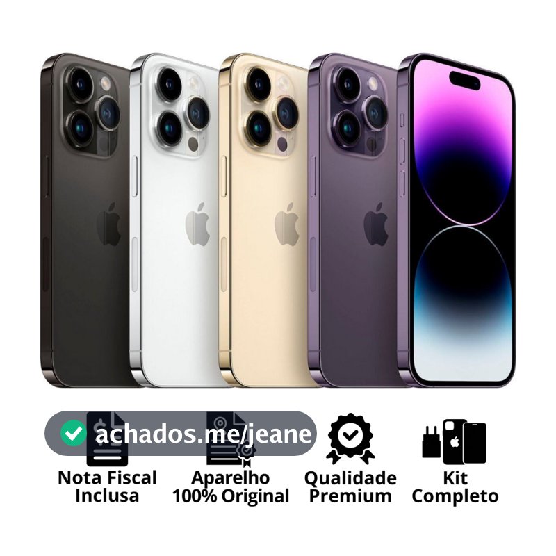 Celular iPhone 14 Pro (128GB) (256GB) 100% Original Apple Seminovo Vitrine Bateria 85% a 100% NF Carregador Película