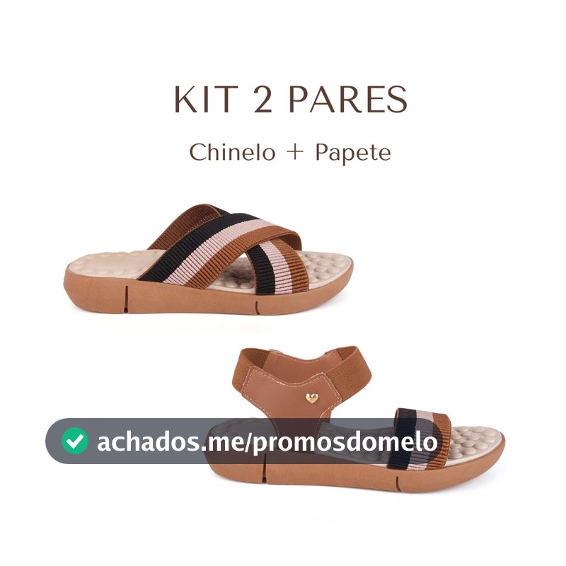 Kit 2 Pares Chinelo + Sandália Feminina Ortopédica Palmilha Massageadora Casual Leve Macio Confortável Sola de Eva