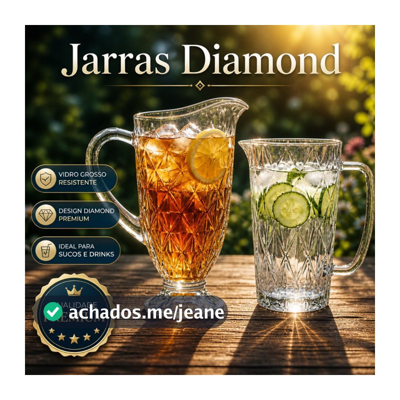 Jarra De Vidro Diamond 1.2L Para Água Suco Drinks Chá Transparente Diamante Resistente Buffet