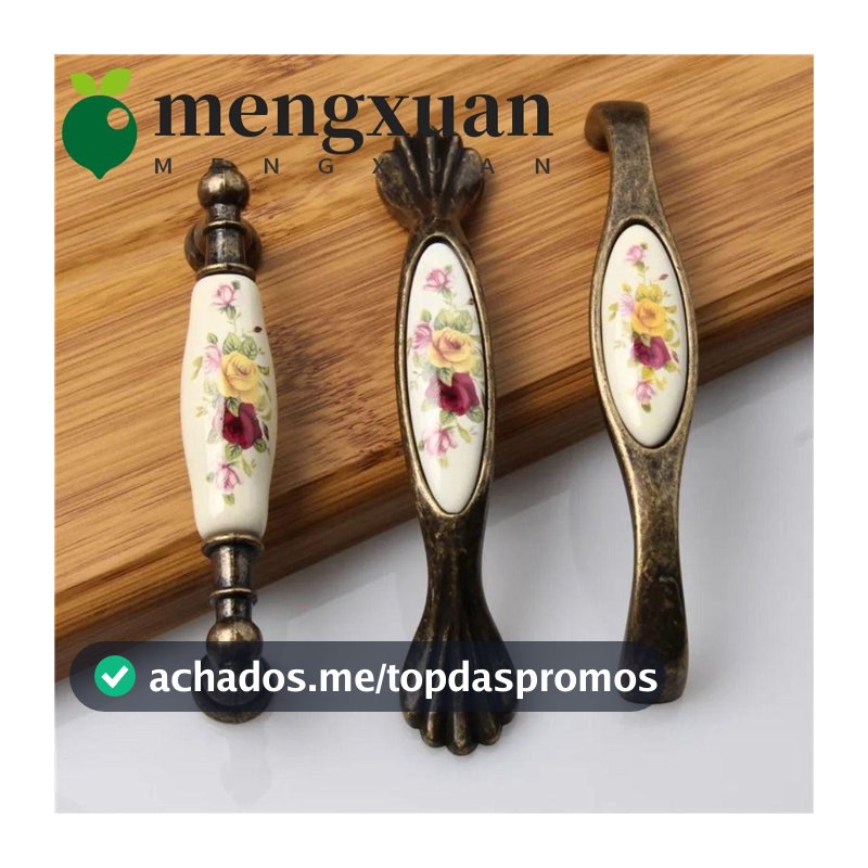 MENGXUAN1 Maçaneta De Puxar Armário , Cerâmica Européia Flower , Porta De Bronze Antigo Puxador Durável De