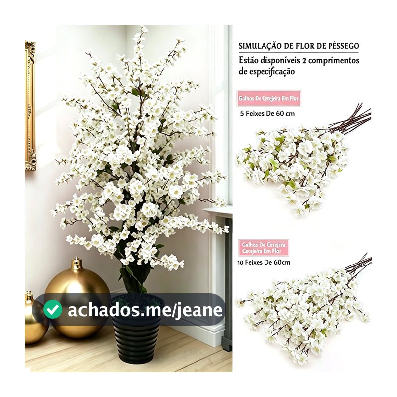 5 -10 Ramos Grande Flor Artificial Cerejeira De Pêssego Decoração De Casamento 60 CM