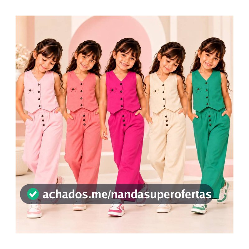 Conjunto Infantil Menina Linho Premium Colete Regata Blusa e Calça Cigarrete Cintura Alta Roupa Social Inverno