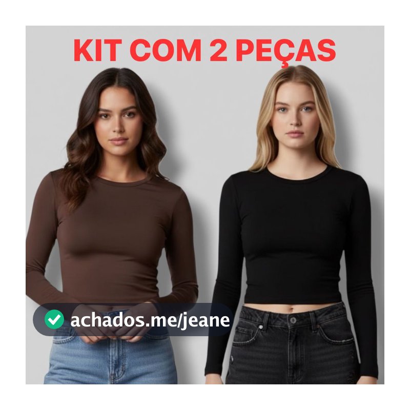 kit Blusa Manga Longa Feminina Blusa Feminina Blusinha feminina Baby Tee Cropped Manga Longa