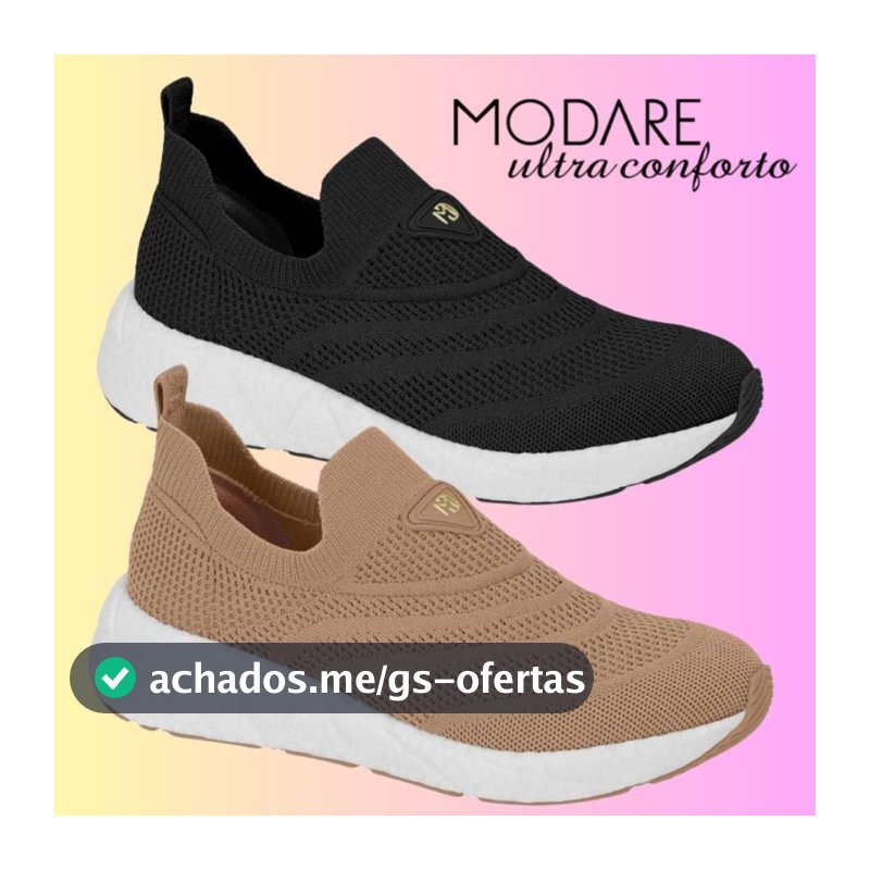 Tenis Feminino Modare Academia Slip On Respiravel Knit Conforto Calce Facil Original Ortopédico