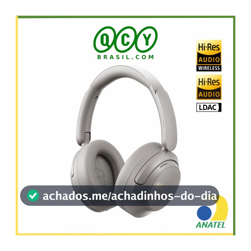 Headphone QCY H3S Cancelamento de Ruído Ativo ANC, Sem Fio TWS Bluetooh 6.0, Até 102 Horas, Hi-Res Audio