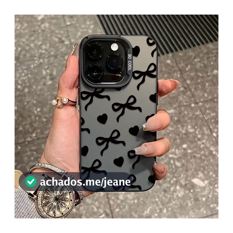 Capinha Para iphone 13 11 12 14 15 16 17 pro max 16E 17 AIR 7 8 plus XS XR XS MAX Padrão de laço e coração