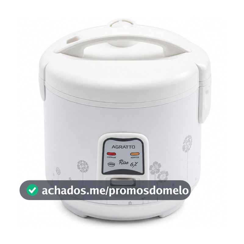 Panela Elétrica De Arroz Agratto Riso 6X 400W 6 Xícaras Antiaderente Com Bandeja Para Legumes