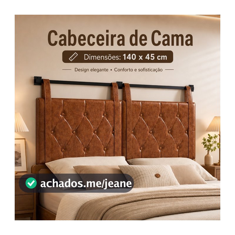 Cabeceira estofada, Cabeceira dupla, Cabeceira de parede, Cabeceira dupla estofada com revestimento em couro sintético