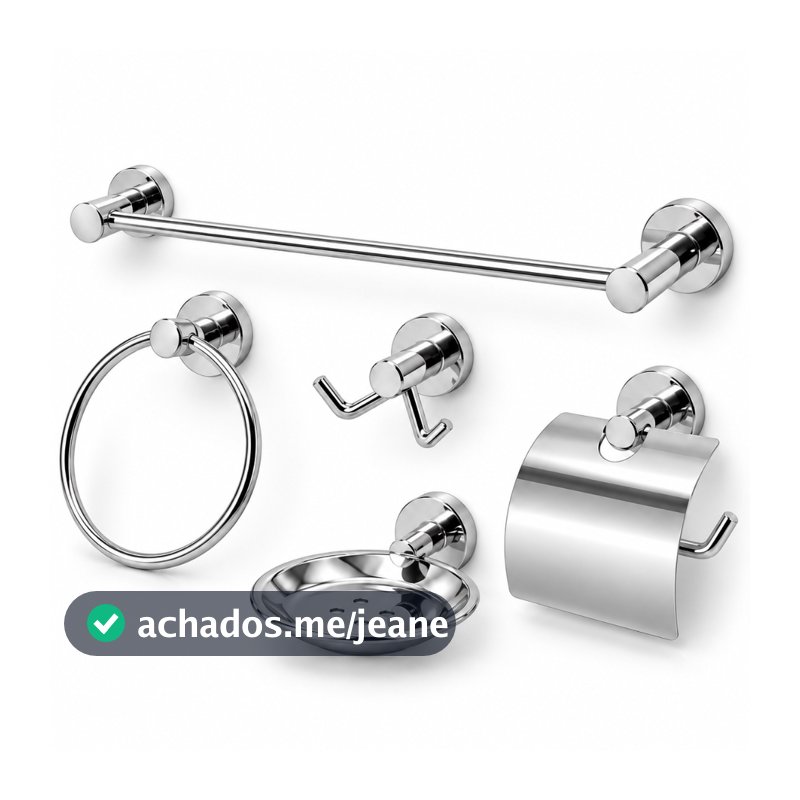 Kit Acessórios Banheiro 5 Peças Inox Porta Toalha Saboneteira para Reforma e Decoração