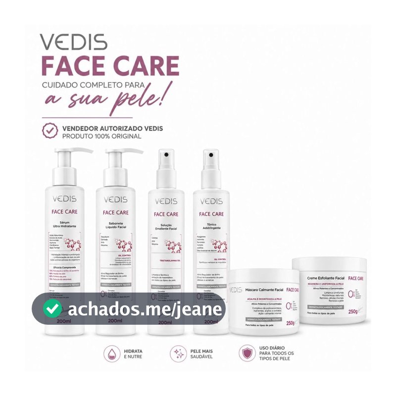 Linha Facial Face Care Vedis Original | Skincare Completo para Sua Rotina de Beleza